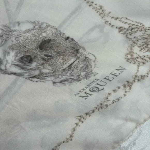 Rare Alexander McQueen Silk Skull Pearl Scarf
